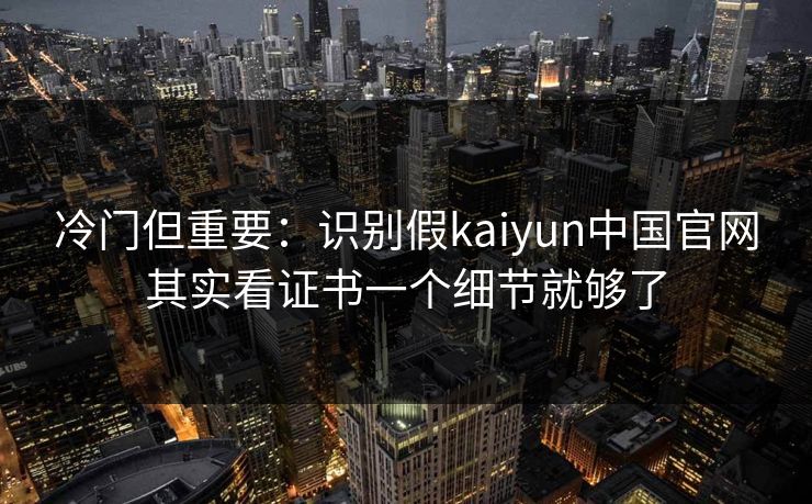 冷门但重要：识别假kaiyun中国官网其实看证书一个细节就够了